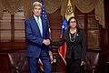 Secretary Kerry Shakes Hands With Venezuelan Foreign Minister Rodriguez Before Their Meeting in Santo Domingo (27571633682)