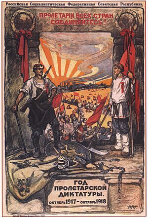 Archivo:Soviet propaganda poster, proletarian dictatorship 1918