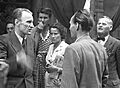 1945. májusa. Kádár és Rajk László, a Magyar Kommunista Párt Központi Vezetőségének tagjai az MKP első országos értekezletén