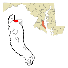 Calvert County Maryland Incorporated and Unincorporated areas Owings Highlighted.svg