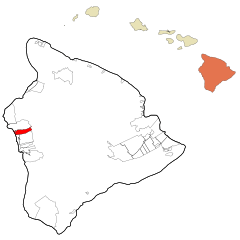 Hawaii County Hawaii Incorporated and Unincorporated areas Holualoa Highlighted.svg