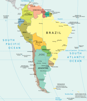 Mapa político de América del Sur
