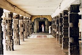Ornate pillared mantapa in Cheluva Narayanaswamy temple at Melkote