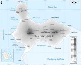Mapa topográfico de la isla de Ross