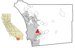 San Diego County California Incorporated and Unincorporated areas Santee Highlighted.svg