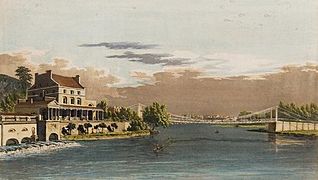 The New Suspension Bridge at Fairmount, Philadelphia by George Lehman circa 1842