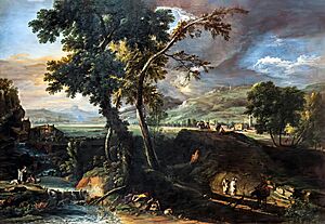 Archivo:(Venice) Landscape with Streams, Monks, and Washerwomen by Marco Ricci - Gallerie Accademia