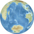 Amsterdam and Saint-Paul Islands on the globe (relief) (Amsterdam and Saint-Paul centered)