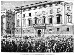 Archivo:Barcelona, proclamación de la república, aspecto de la plaza de San Jaime en la mañana del 21 de febrero, de Pellicer