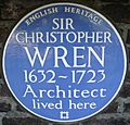 Christopher Wren Hampton Court Green blue plaque