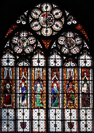 Archivo:Detalle de la vidriera en la Capilla de Navarra de la Colegiata de Notre-Dame de Mantes-la-Jolie