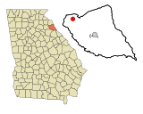 Elbert County Georgia Incorporated and Unincorporated areas Bowman Highlighted.svg