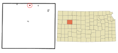 Gove County Kansas Incorporated and Unincorporated areas Grainfield Highlighted.svg
