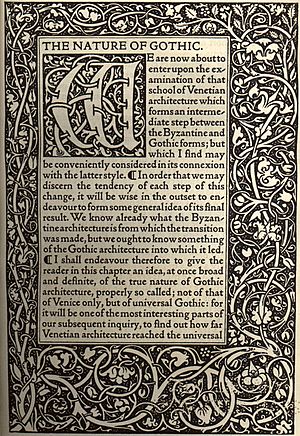 Archivo:Kelmscott Press - The Nature of Gothic by John Ruskin (first page)