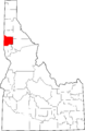 Map of Idaho highlighting Latah County