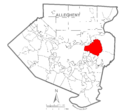 Map of Penn Hills Township, Allegheny County, Pennsylvania Highlighted