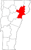 Mapa de Vermont con la ubicación del condado de Caledonia