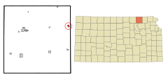 Marshall County Kansas Incorporated and Unincorporated areas Axtell Highlighted.svg