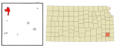 Neosho County Kansas Incorporated and Unincorporated areas Chanute Highlighted.svg