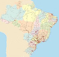 Archivo:Rodovias duplicadas do Brasil no ano de 2021, assinaladas em vermelho