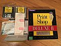 The Print Shop Deluxe II box diskettes and store receipt