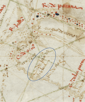 Archivo:1529 Ribero planisferio Vaticano detalle Juan de Lisboa