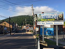 2016-06-18 07 23 44 View east along West Virginia State Route 46 (Ashfield Street) just south of the North Branch Potomac River in Piedmont, Mineral County, West Virginia.jpg