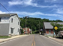 2016-06-18 15 17 45 View north along Maryland State Route 935 (Legislative Road) between Railroad Street and Eutaw Street in Barton, Allegany County, Maryland.jpg