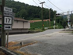 2017-07-22 17 05 23 View north along West Virginia State Route 17 Truck (Stollings Road) at West Virginia State Route 10 (Stollings Avenue) in Stollings, Logan County, West Virginia.jpg