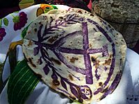 Detalle de una tortilla ceremonial
