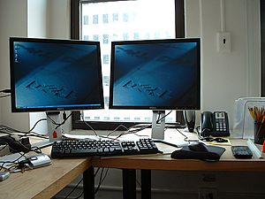 Archivo:Dual Dell monitor workstation setup