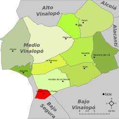 Localización en la comarca del Vinalopó Medio.