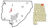 Jackson County Alabama Incorporated and Unincorporated areas Skyline Highlighted.svg