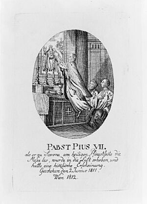 Archivo:Leviation of pope Pius VII while Reading Mass Wellcome M0005442