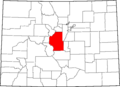 Map of Colorado highlighting Park County