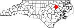 Mapa de Carolina del Norte con la ubicación del condado de Edgecombe