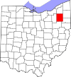 Mapa de Ohio con la ubicación del condado de Portage
