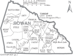 Archivo:Map of Rowan County North Carolina With Municipal and Township Labels
