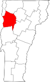 Mapa de Vermont con la ubicación del condado de Chittenden