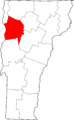 Map of Vermont highlighting Chittenden County