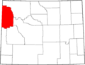 Map of Wyoming highlighting Teton County
