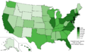 Map of states showing population density in 2013