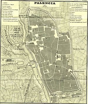 Archivo:Mapa de Palencia (1852), por Francisco Coello
