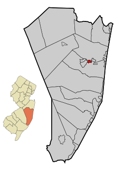 Ocean County New Jersey Incorporated and Unincorporated areas Pine Beach Highlighted.svg