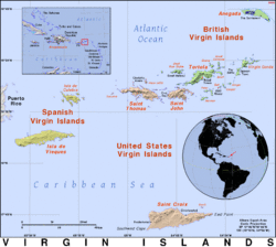 Mapa del archipiélago de las Islas Vírgenes