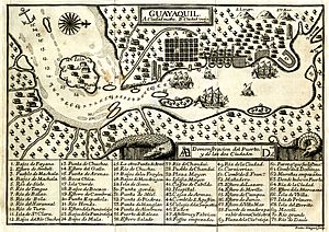 Archivo:Plano de Guayaquil en 1741, grabado por Paulus Minguet - AHG