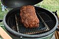 Pork shoulder on green egg smoker