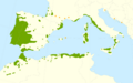 Quercus suber range