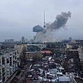 Russian bombardment of telecommunications antennas in Kiev
