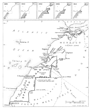 Archivo:Spanish territorial boundary changes in Northwest Africa 1885-1912